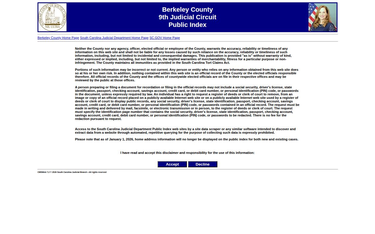 Berkeley County court record search after a booking news report