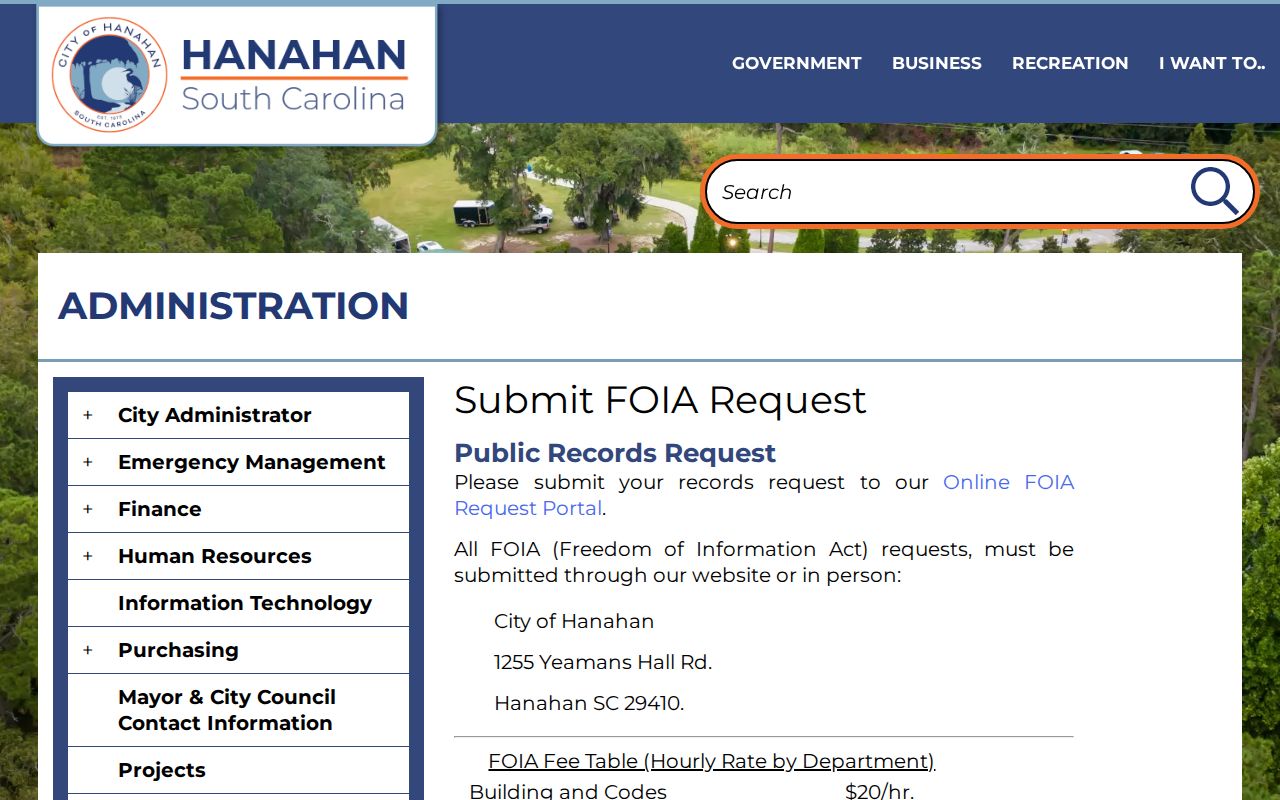 Berkeley County Hanahan arrest-record request page